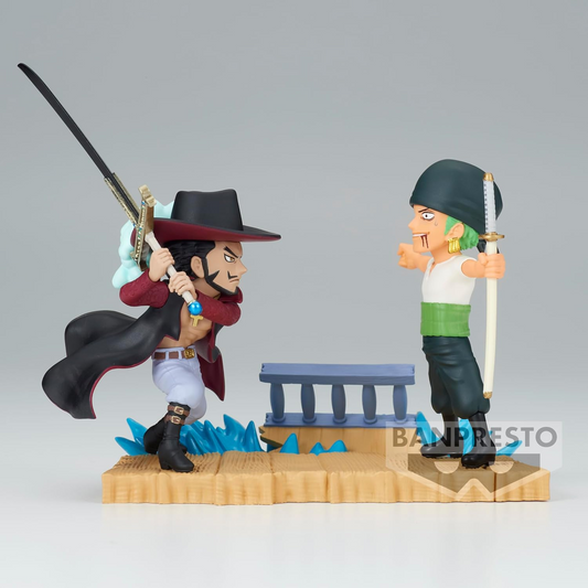 WCF Log Stories Roronoa Zoro VS Dracule Mihawk One Piece Banpresto Anime Figure
