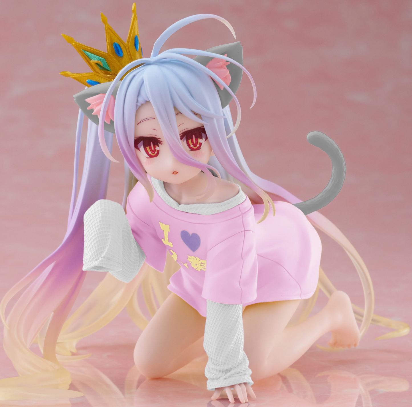 Shiro Desktop Cute Cat Ear Renewal No Game No Life Taito Anime Figure Sealed